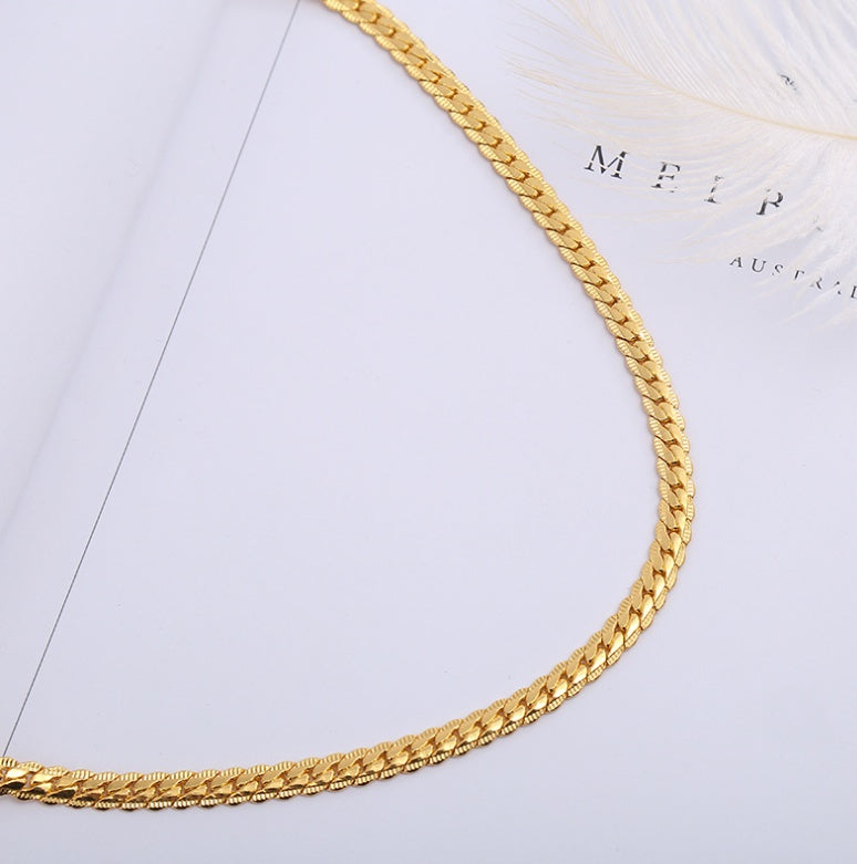 Snake-chain Gold Metal Necklace