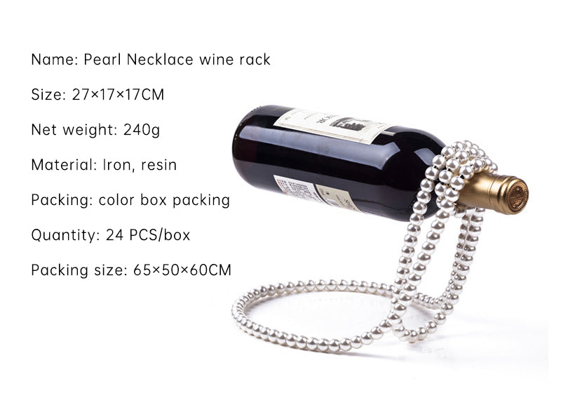 Pearl Necklace Stainless Steel Novelty Bottle Holder/Pedestal/Clamp for Champagne, Whisky & Wine