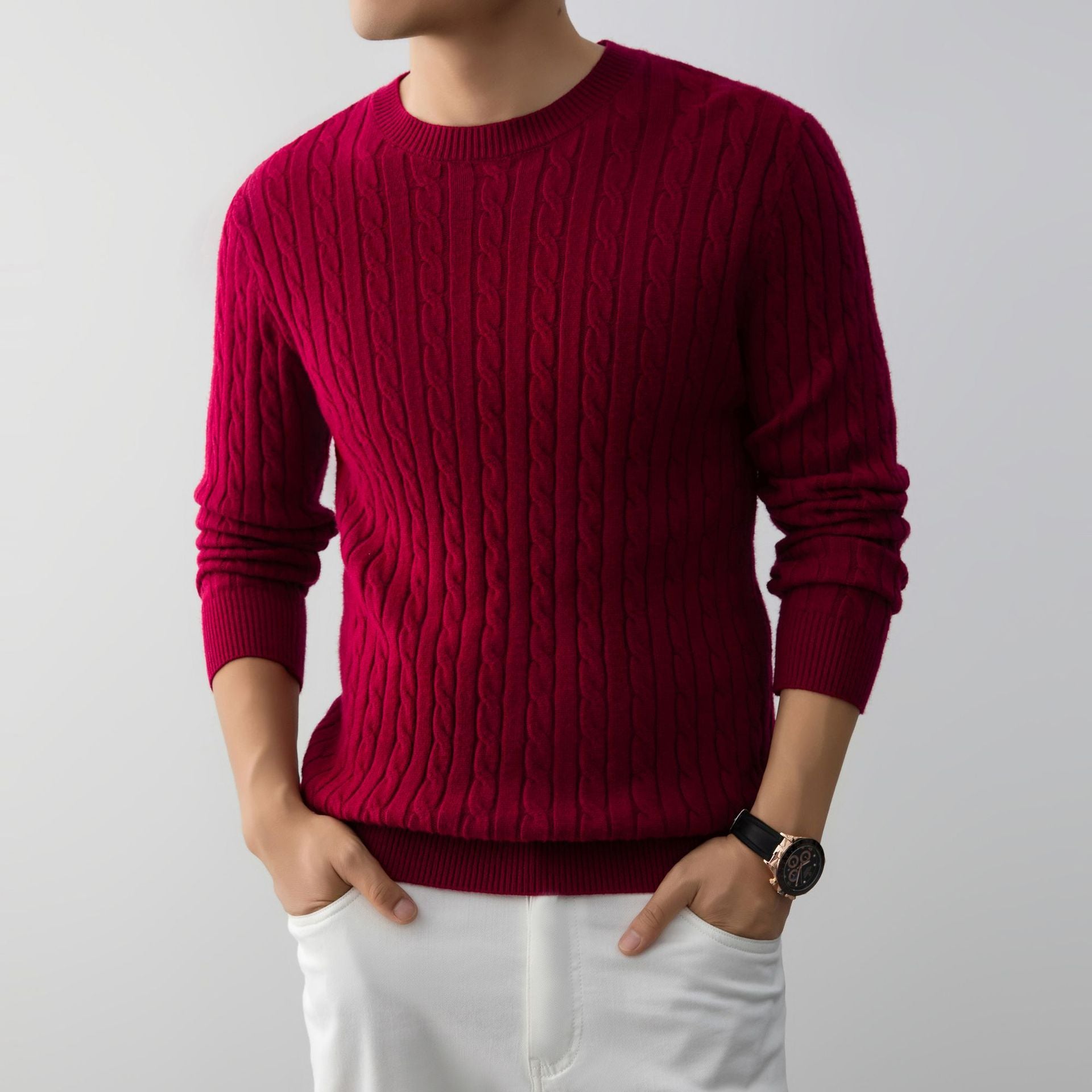 Jacquard Relaxed Cable Knit Sweater