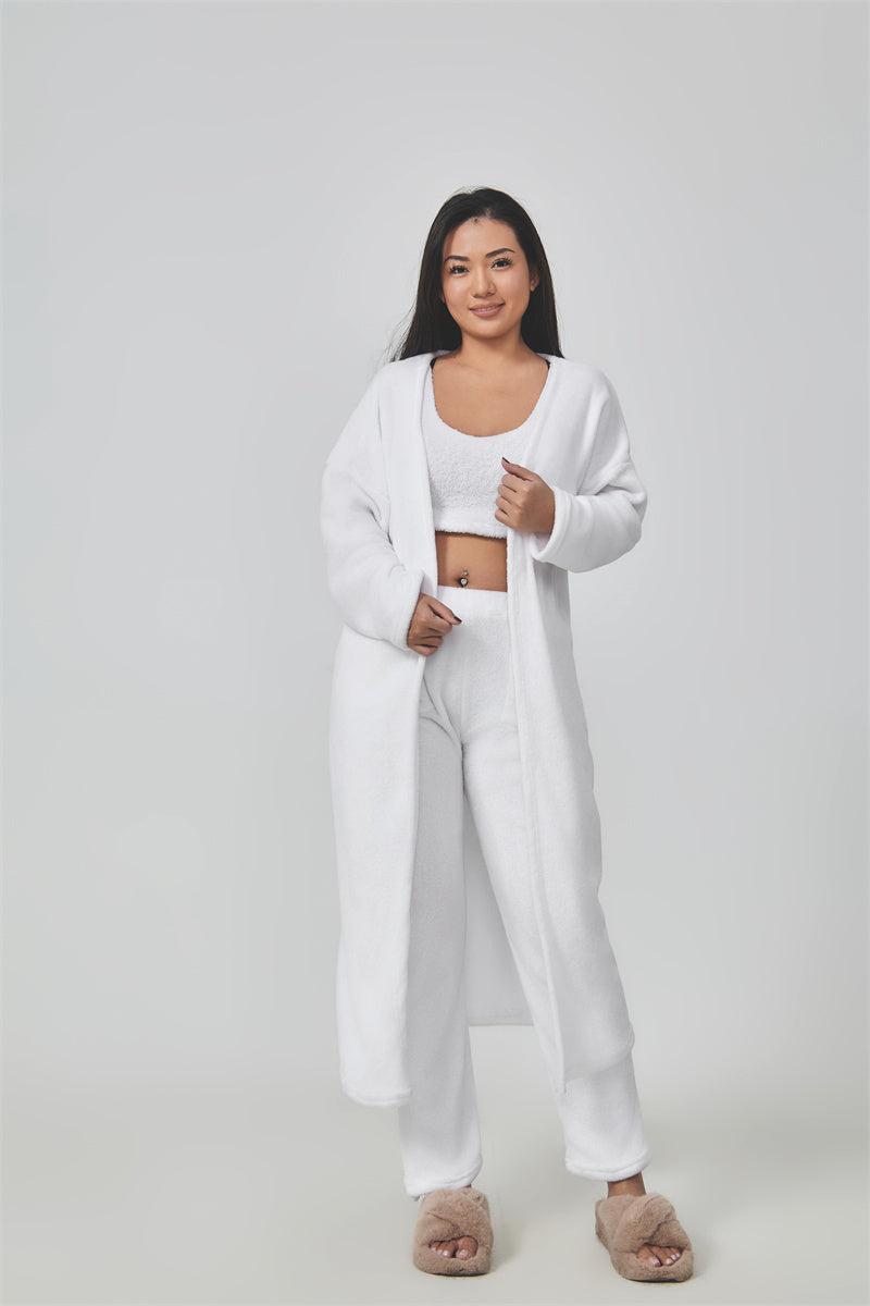 Cozy Pyjama Set 3 Piece Lounge Set - Vest, Trousers, Robe