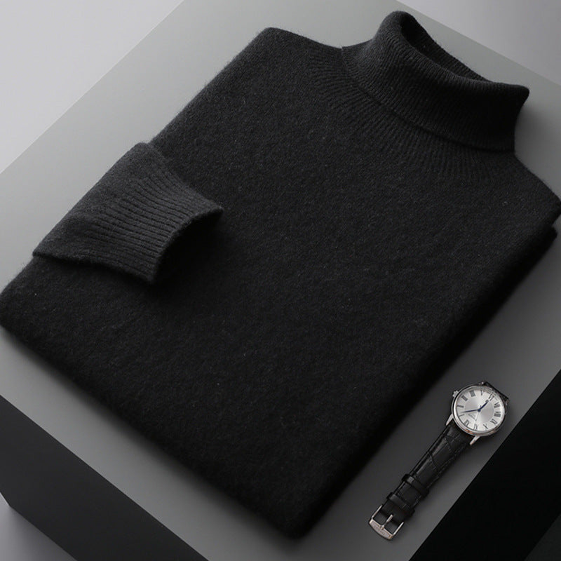 Men's high-collar pullover sweater loose knit for men