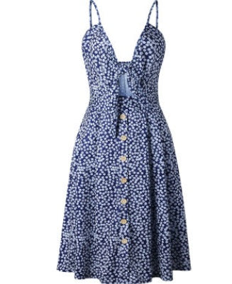 Backless Button Evening Dress