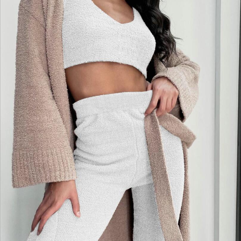 3pcs Luxurious Loungewear set - Tank, Robe, Shorts