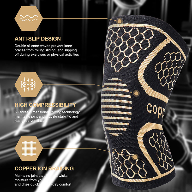 Moisture-wicking Sport Knee Pads with Deodorising Copper Ion Pads