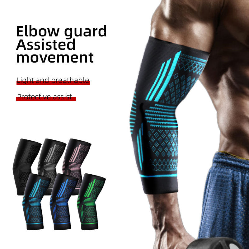 Sports elbow knitted protection with four-way elastic stretch