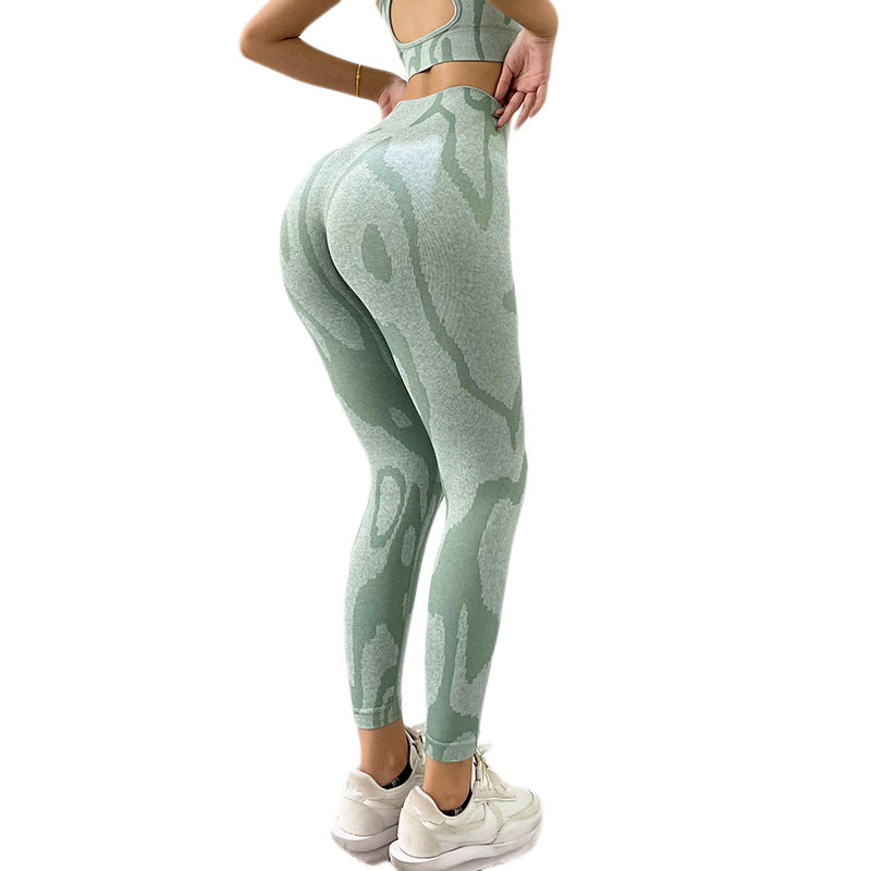 High-Waisted Body-Contouring Pattern Stretch Yoga & Lifting Leggings