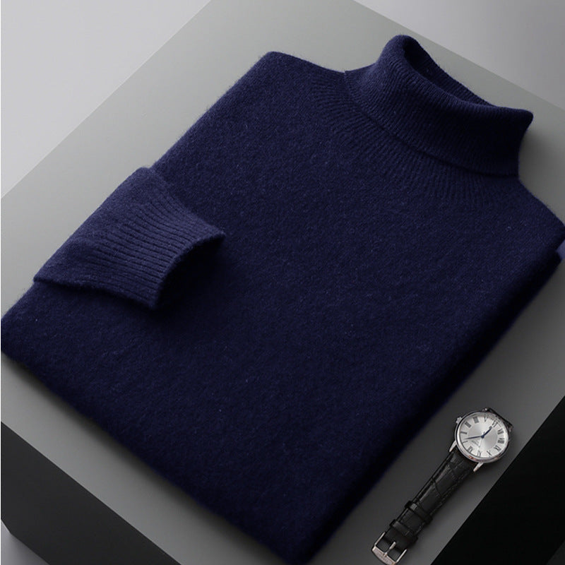 Men's high-collar pullover sweater loose knit for men