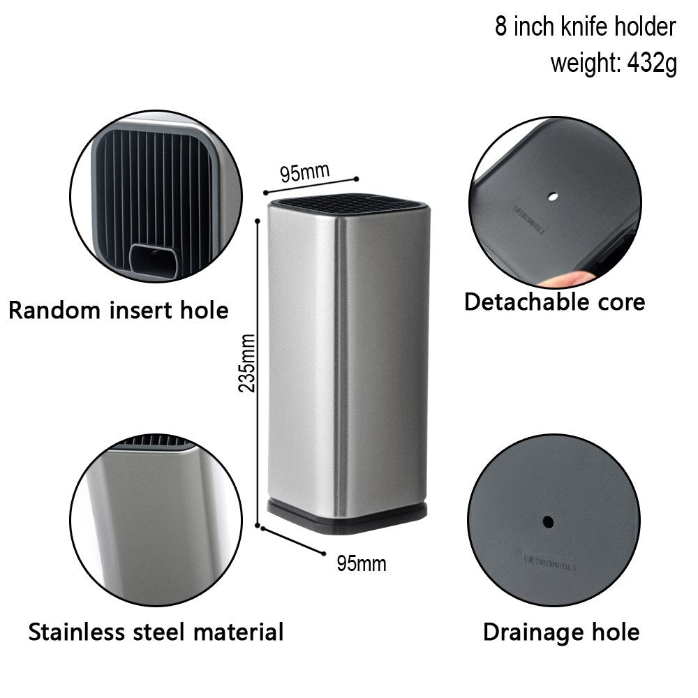 Stainless Steel Knife Stand Large Capacity Storage Holder 8 Inch Multifunction Knives Block For Kitchen Knife