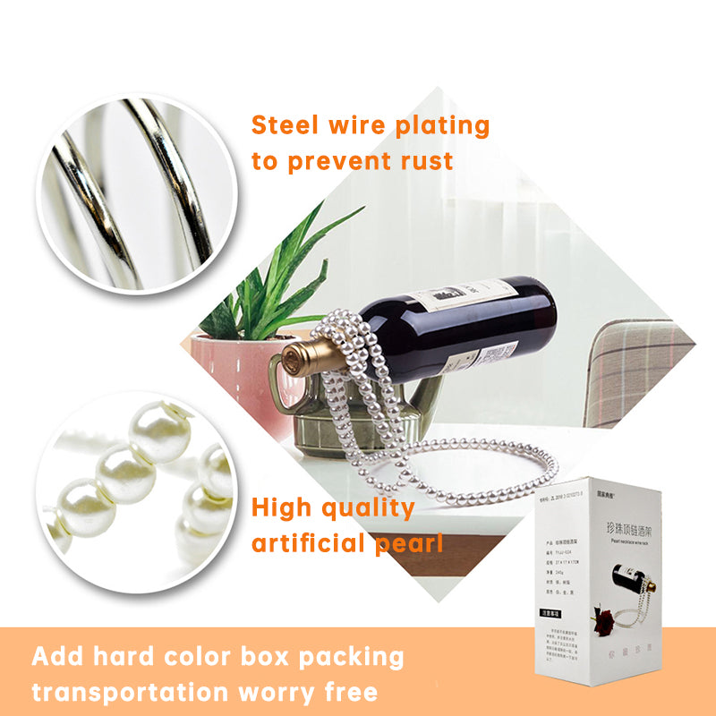 Pearl Necklace Stainless Steel Novelty Bottle Holder/Pedestal/Clamp for Champagne, Whisky & Wine