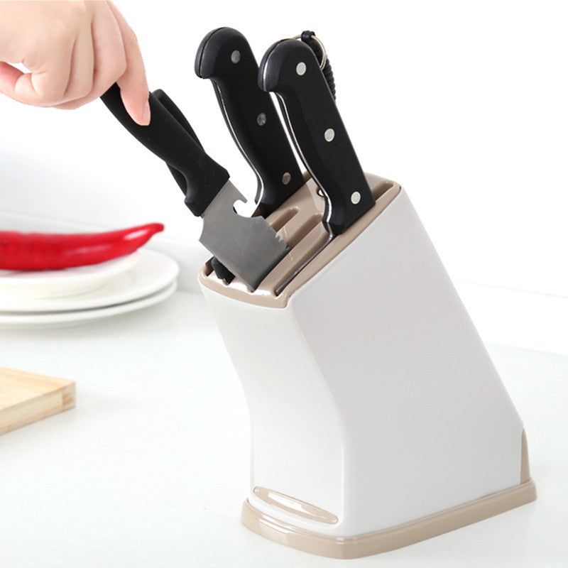 Kitchen Multifunctional Plastic Knife Holder Storage Rack With Draining