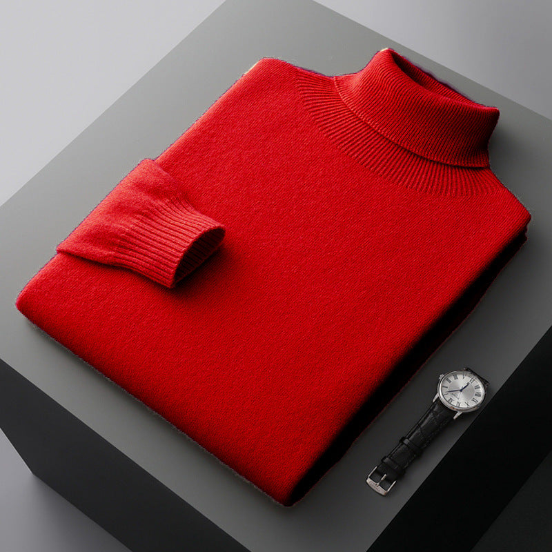 Men's high-collar pullover sweater loose knit for men