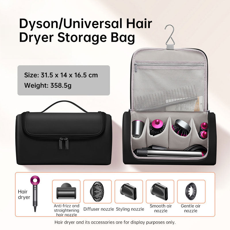 Large Hair Dryer Organiser Bag | PU Leather, Waterproof, Double-Layer & Non-Slip Interior for Travel, Salon & Home | Perfect for Dyson, GHD & Shark