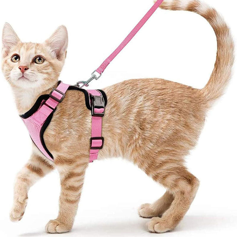 Cat Harness and Leash with Easy Control, Escape-Proof - Soft Adjustable Vest Harness for Walking Cats