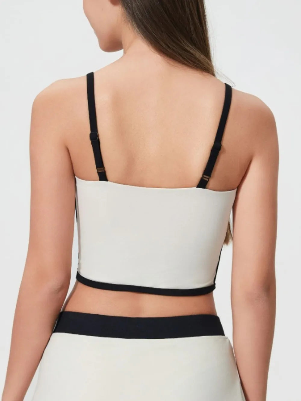 Contrast Trim Square Neck Active Cami with Detachable Chest Pads