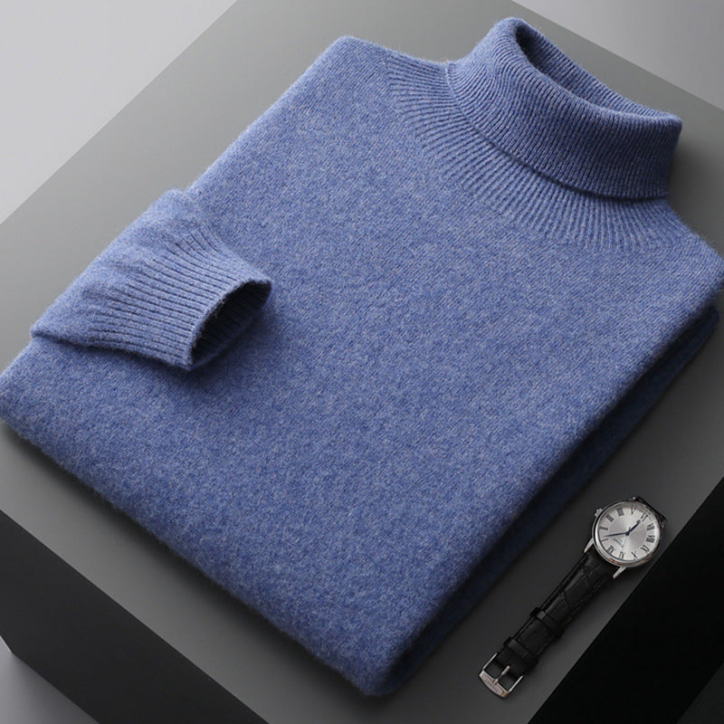 Men's high-collar pullover sweater loose knit for men