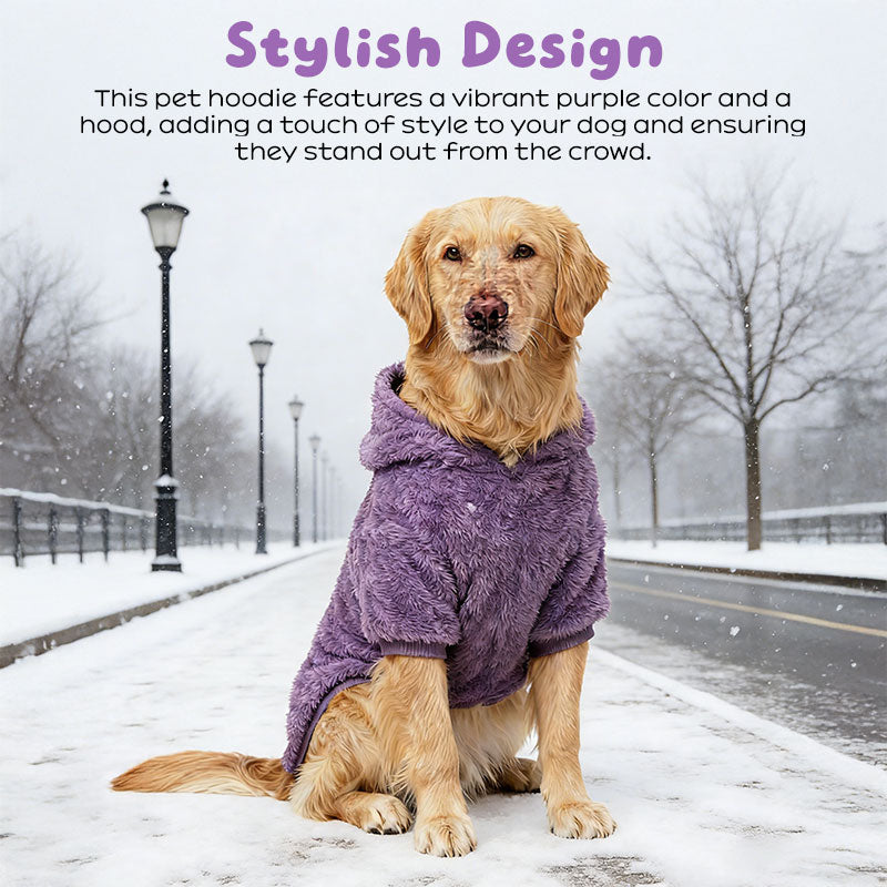 Warm Winter Dog Hoodie - Fleece-Lined Outdoor Dog Coat for Medium & Large Breeds