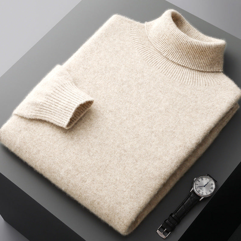 Men's high-collar pullover sweater loose knit for men