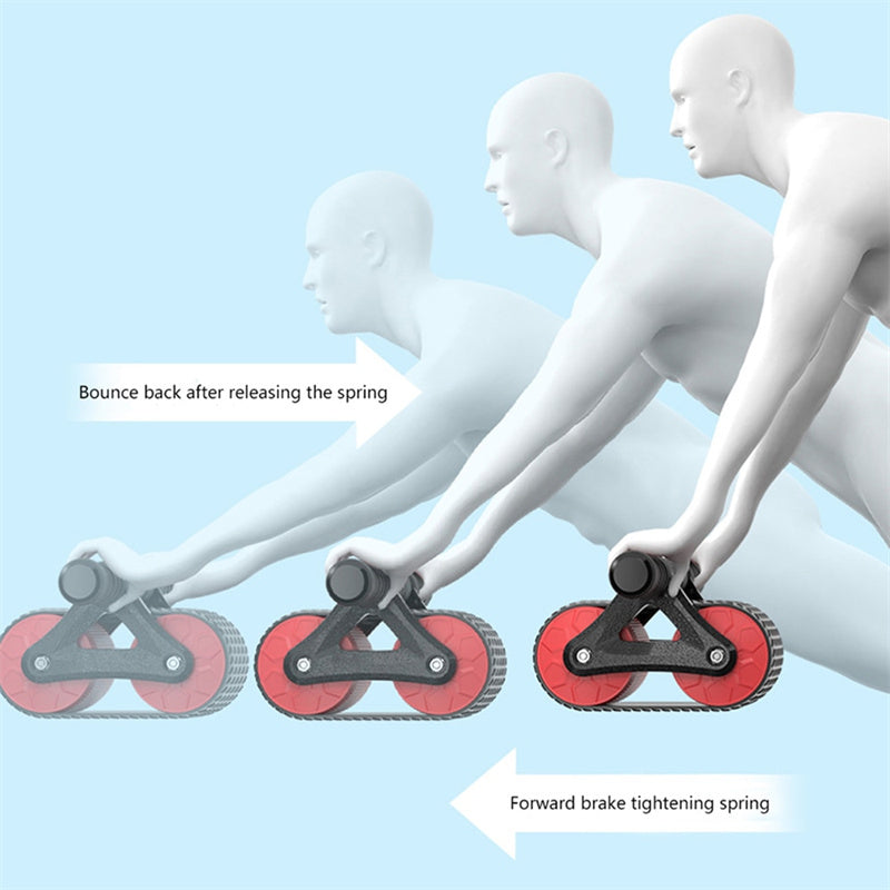 Home Abdominal Double-Wheel Exercise Roller with Kneeling Mat
