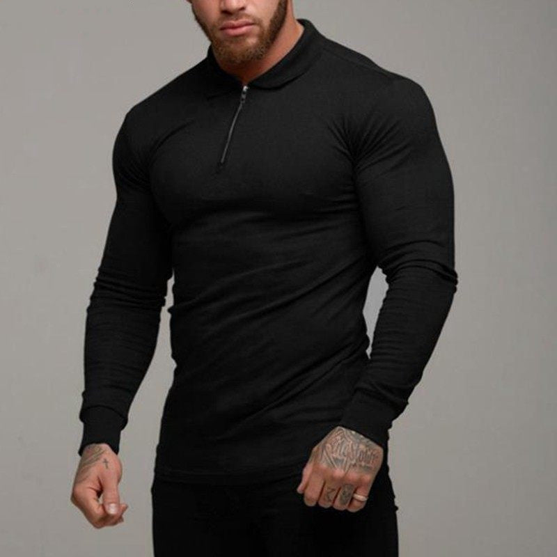Long-Sleeve Zip Polo Shirt