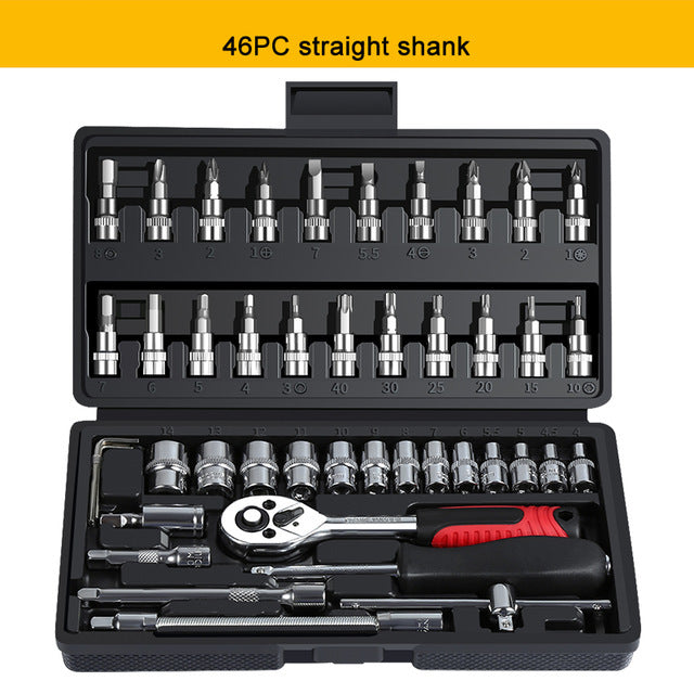 46-Piece Auto repair tool ratchet quick socket wrench set