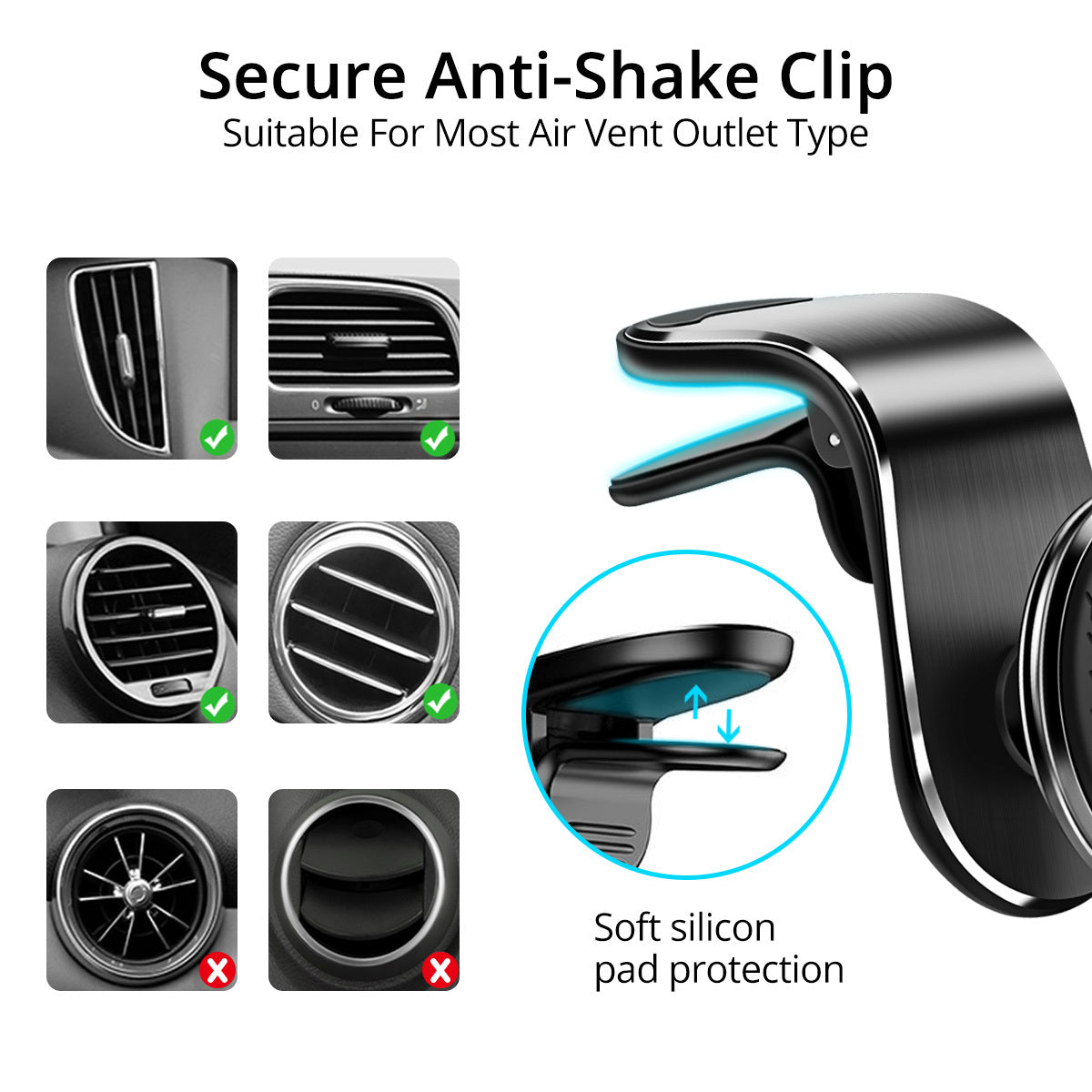 Magnetic Air Vent Car Phone Holder with 360 Rotation