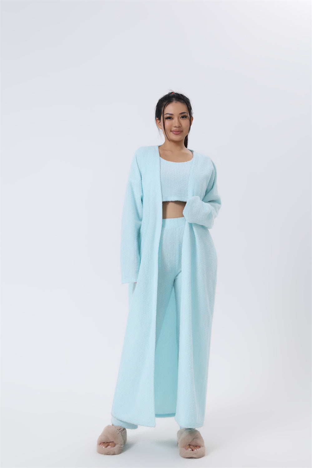 Cozy Pyjama Set 3 Piece Lounge Set - Vest, Trousers, Robe