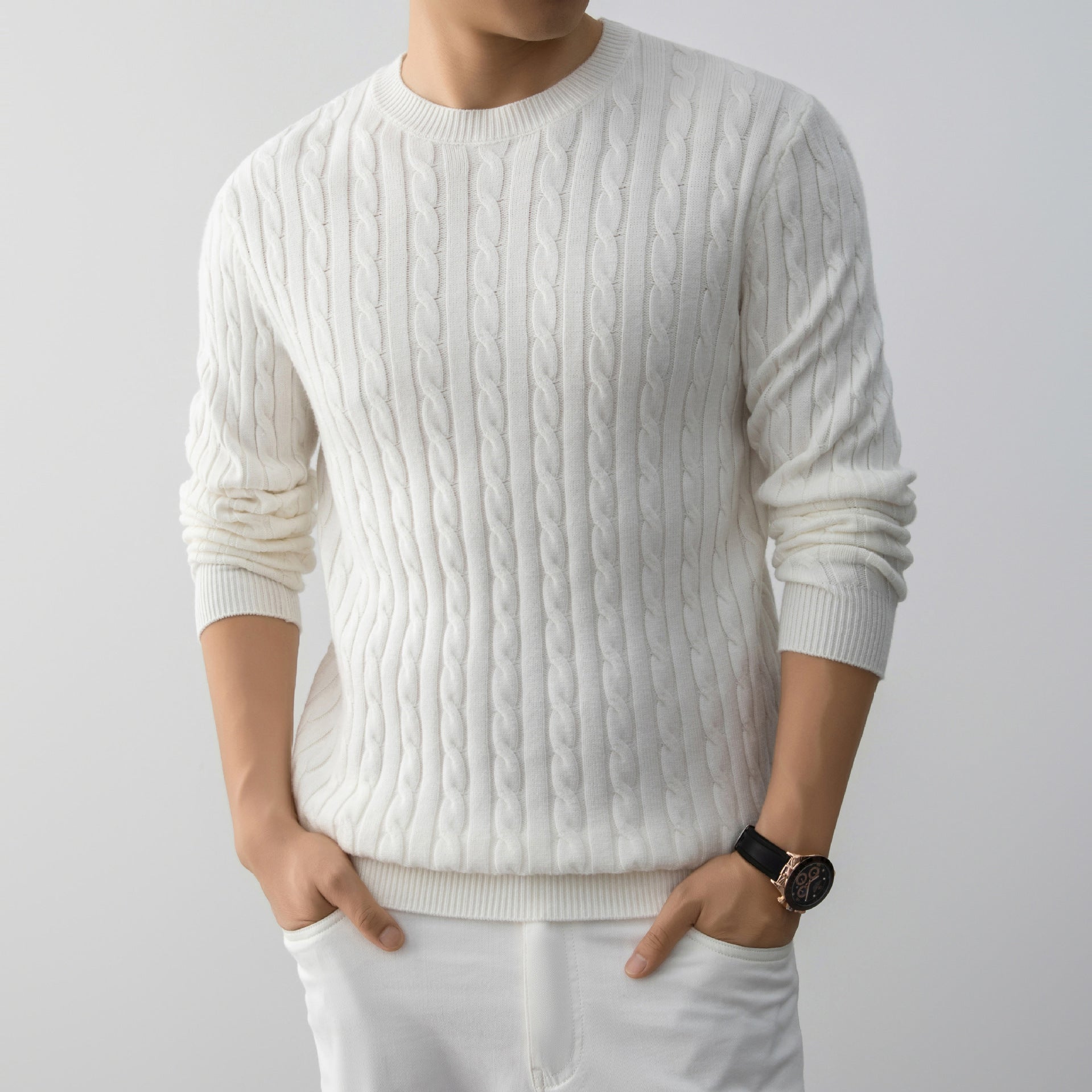 Jacquard Relaxed Cable Knit Sweater