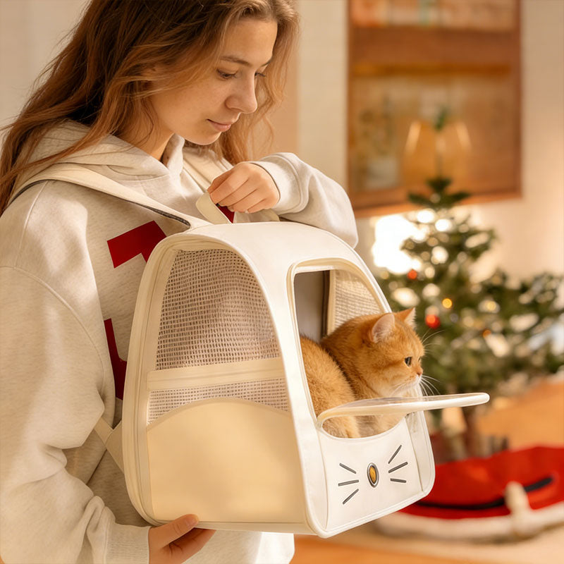 Pet Carrier Backpack, Travel Bag for Small Cats, Rabbits and Dogs, Breathable Mesh Car & Outdoor Carrier