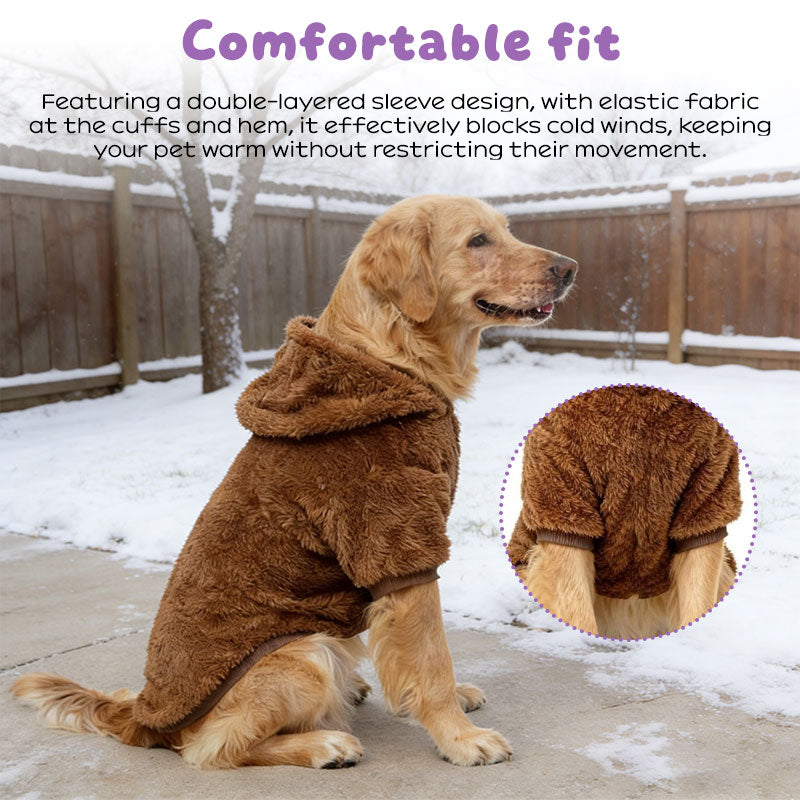Warm Winter Dog Hoodie - Fleece-Lined Outdoor Dog Coat for Medium & Large Breeds
