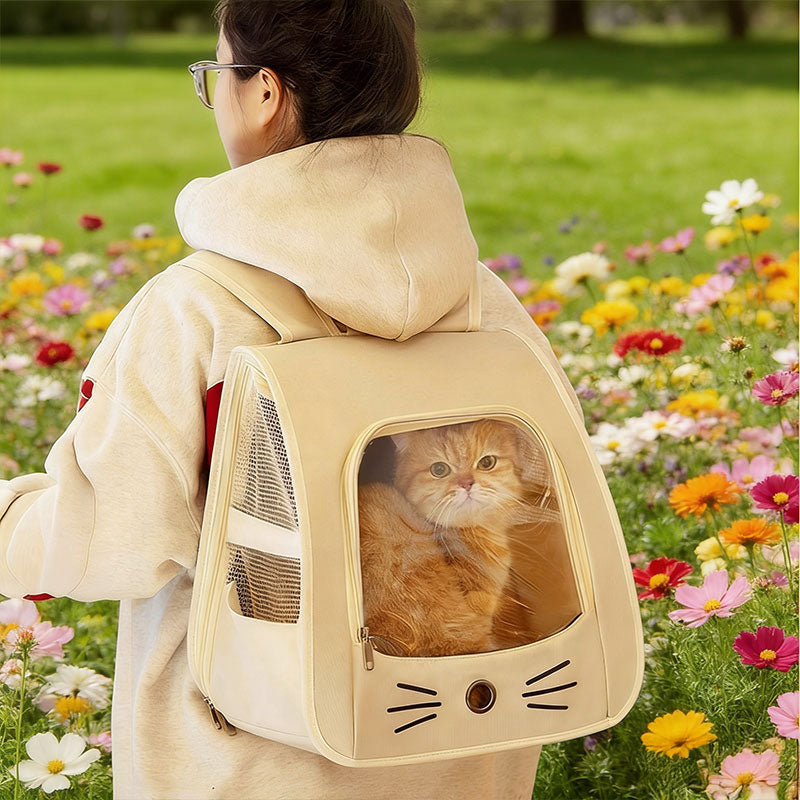 Pet Carrier Backpack, Travel Bag for Small Cats, Rabbits and Dogs, Breathable Mesh Car & Outdoor Carrier