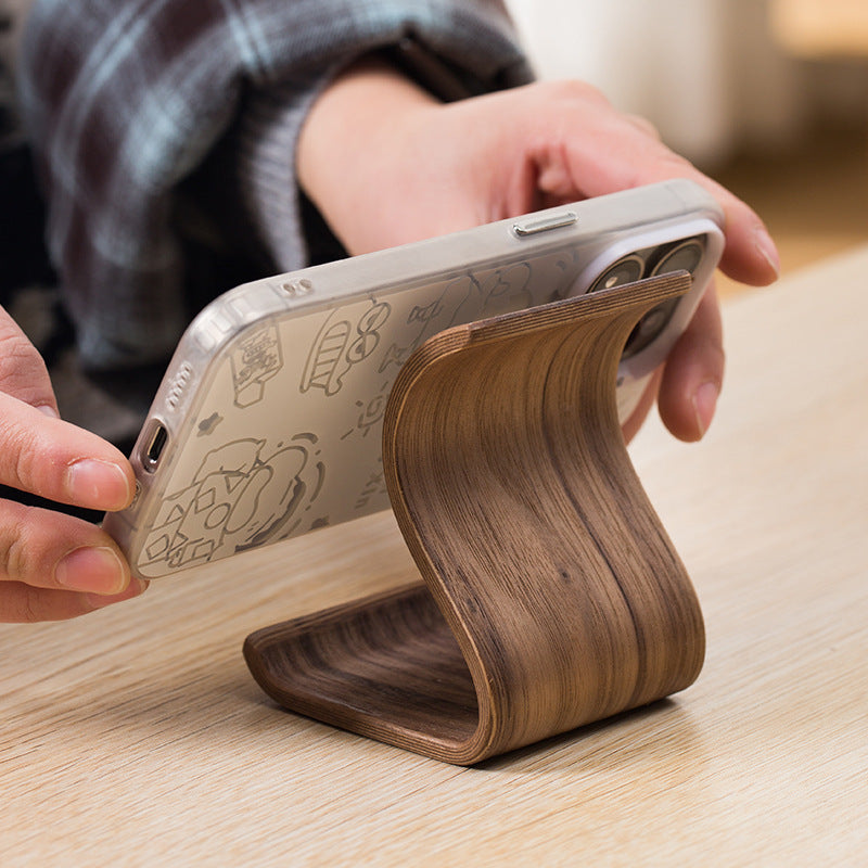 Simple Desktop Mobile Phone Stand Portable Wooden Lazy Bracket Holder