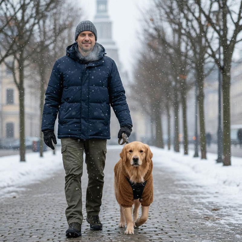 Warm Winter Dog Hoodie - Fleece-Lined Outdoor Dog Coat for Medium & Large Breeds