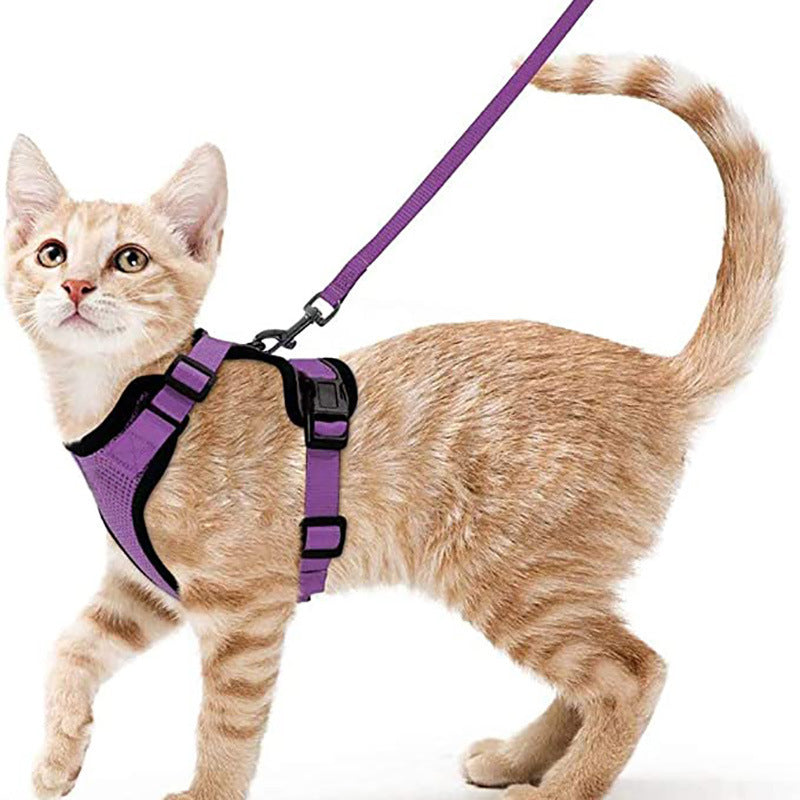Cat Harness and Leash with Easy Control, Escape-Proof - Soft Adjustable Vest Harness for Walking Cats