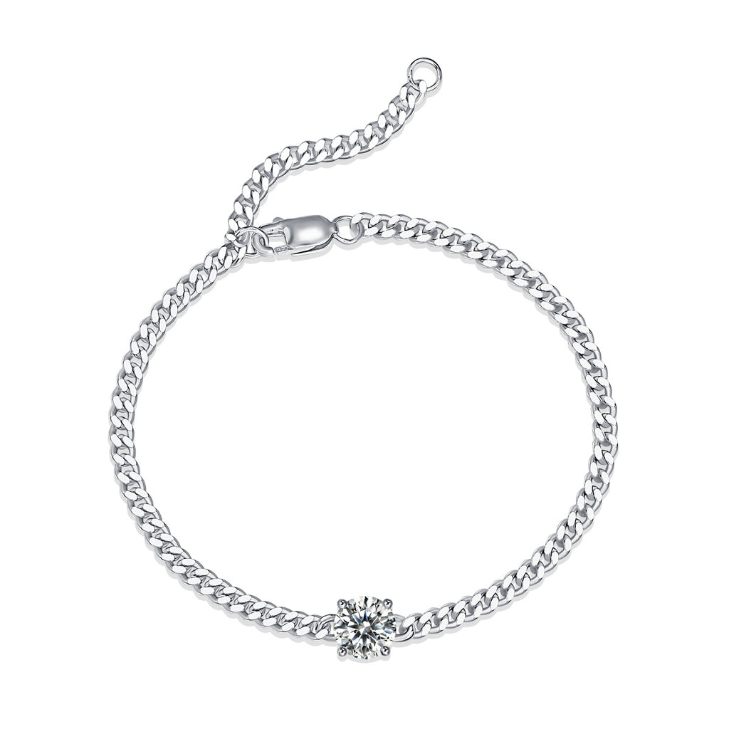 Metallic Silver Bracelet with Diamond Feature