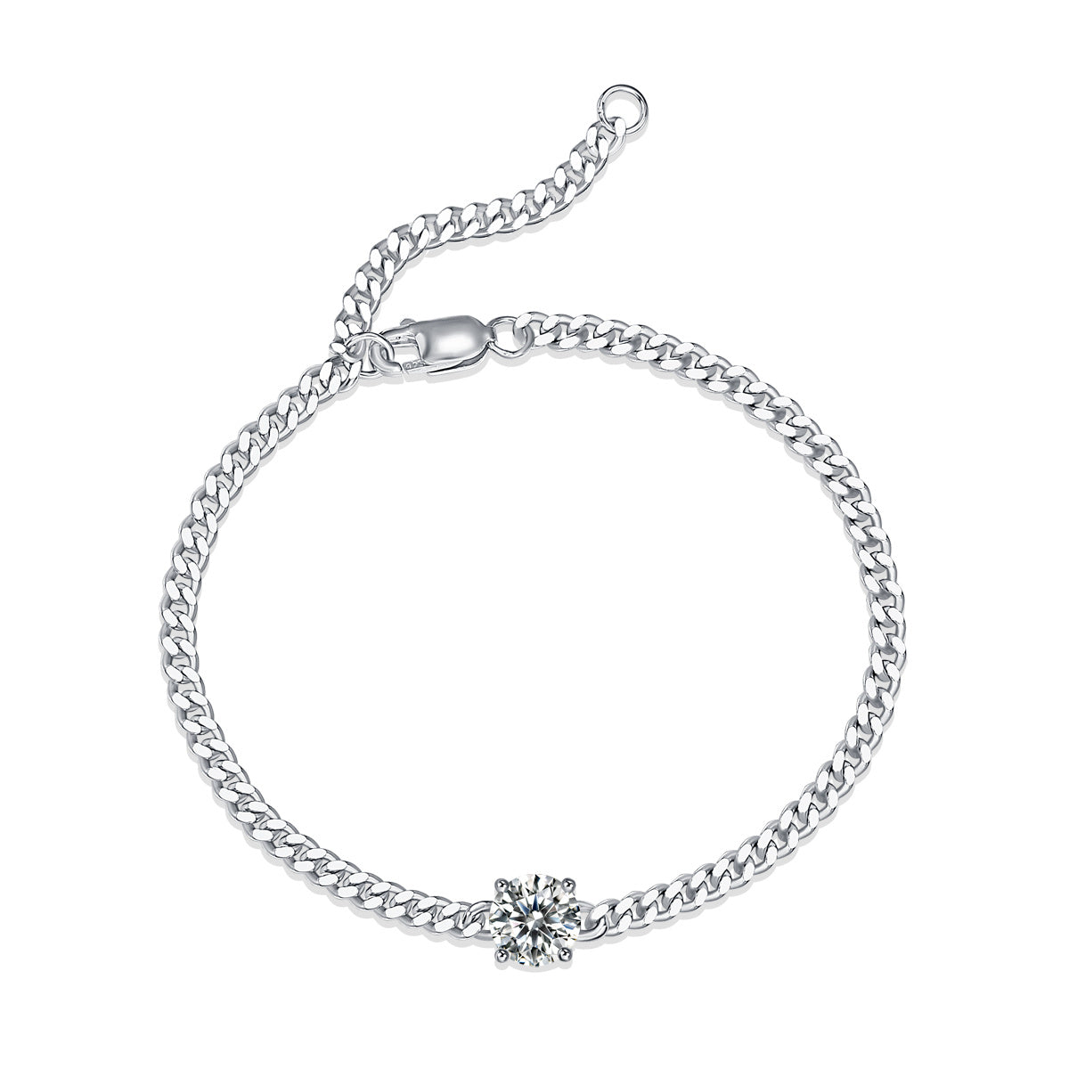Metallic Silver Bracelet with Diamond Feature