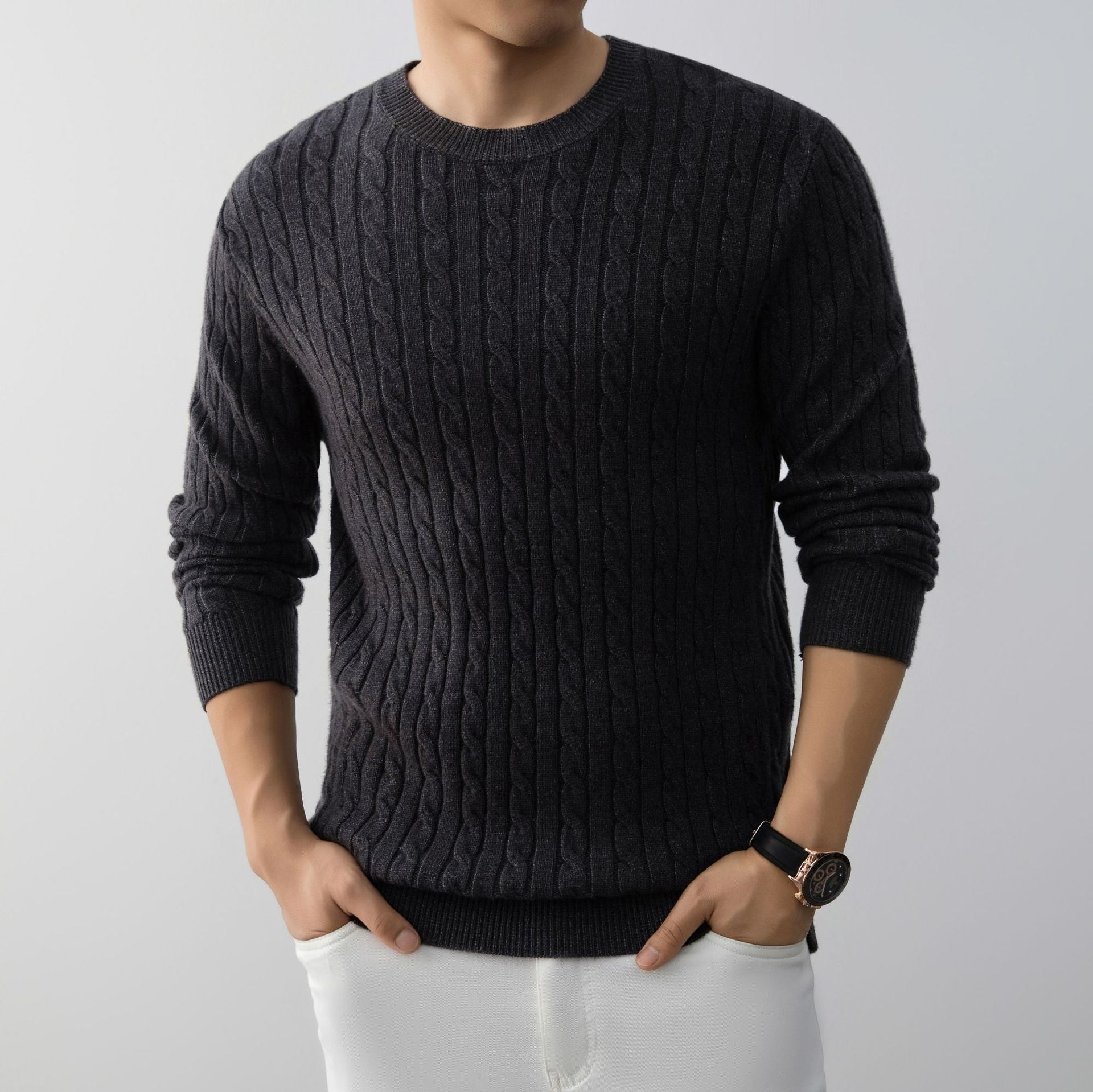 Jacquard Relaxed Cable Knit Sweater