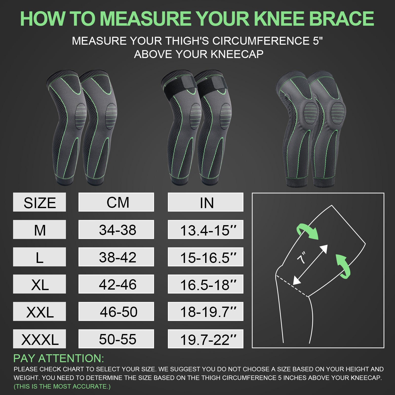 Knitted Strap Compression Exercise Extended Knee Protector