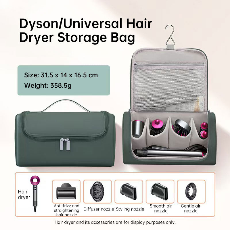 Large Hair Dryer Organiser Bag | PU Leather, Waterproof, Double-Layer & Non-Slip Interior for Travel, Salon & Home | Perfect for Dyson, GHD & Shark