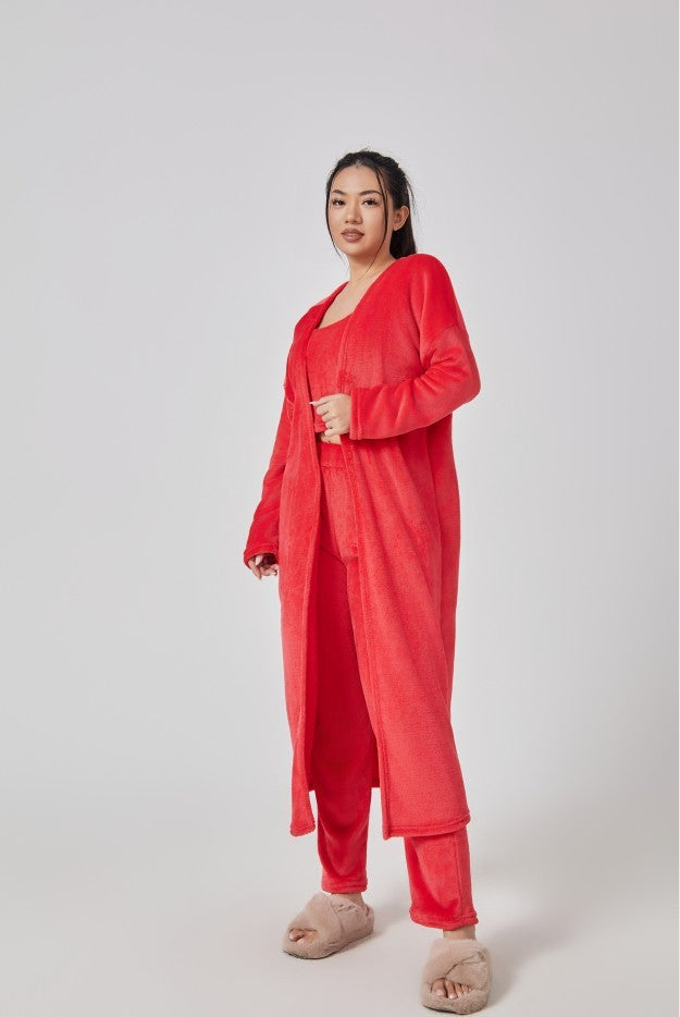 Cozy Pyjama Set 3 Piece Lounge Set - Vest, Trousers, Robe