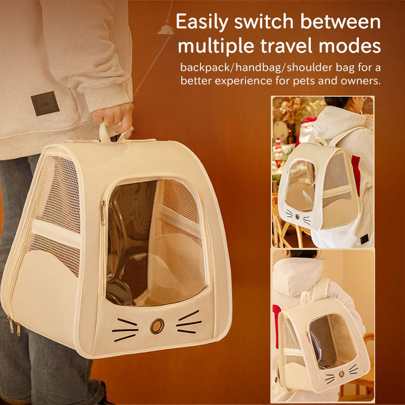 Pet Carrier Backpack, Travel Bag for Small Cats, Rabbits and Dogs, Breathable Mesh Car & Outdoor Carrier