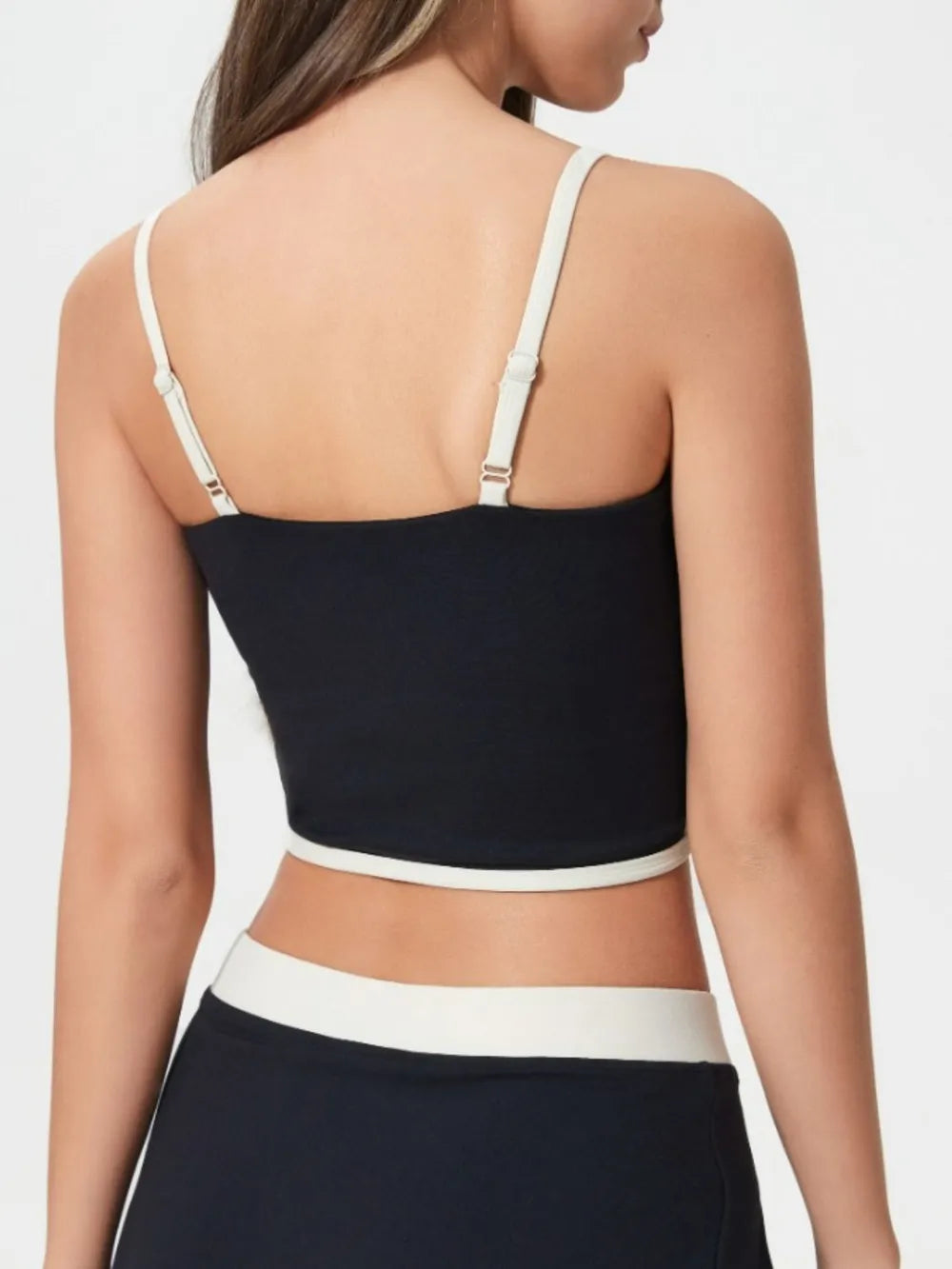 Contrast Trim Square Neck Active Cami with Detachable Chest Pads