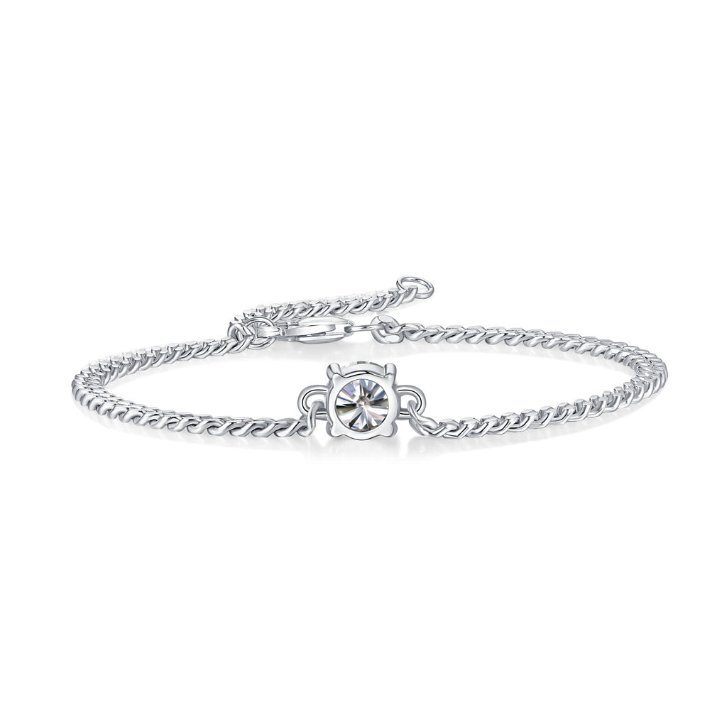 Metallic Silver Bracelet with Diamond Feature