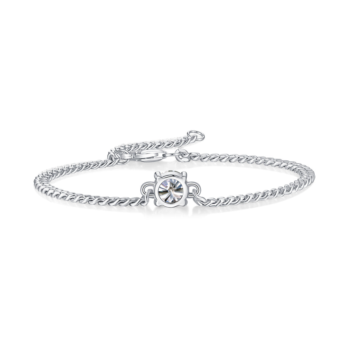 Metallic Silver Bracelet with Diamond Feature