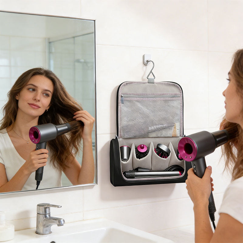 Large Hair Dryer Organiser Bag | PU Leather, Waterproof, Double-Layer & Non-Slip Interior for Travel, Salon & Home | Perfect for Dyson, GHD & Shark