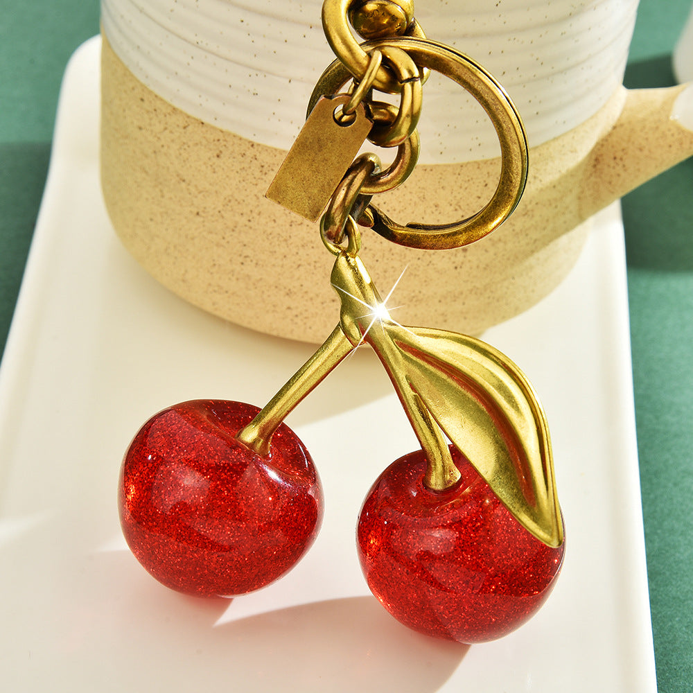 Cherry keychain bag pendant