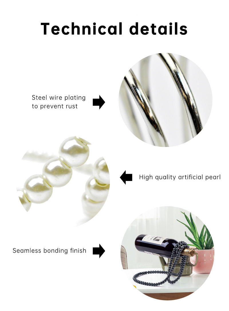 Pearl Necklace Stainless Steel Novelty Bottle Holder/Pedestal/Clamp for Champagne, Whisky & Wine