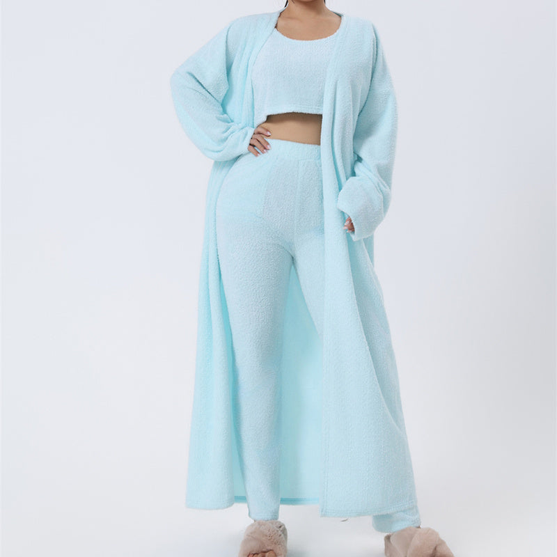 Cozy Pyjama Set 3 Piece Lounge Set - Vest, Trousers, Robe