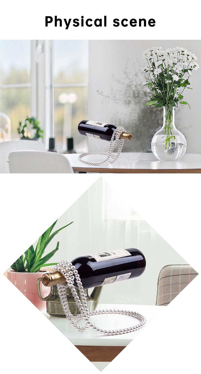 Pearl Necklace Stainless Steel Novelty Bottle Holder/Pedestal/Clamp for Champagne, Whisky & Wine