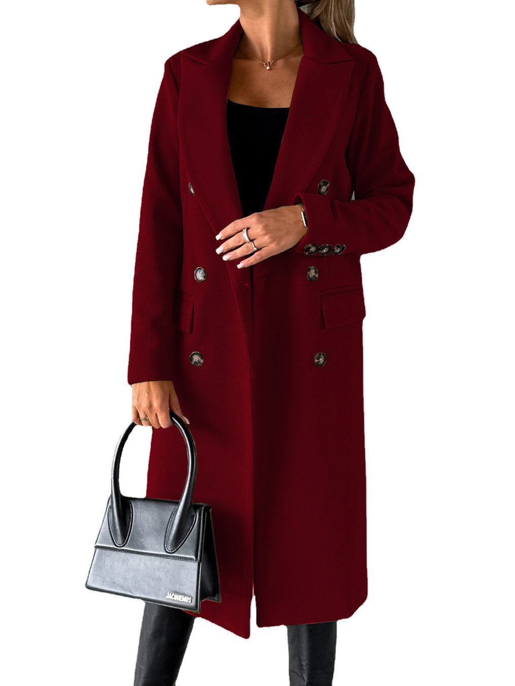 Double-breasted Lapel Coat Slim Long Coat