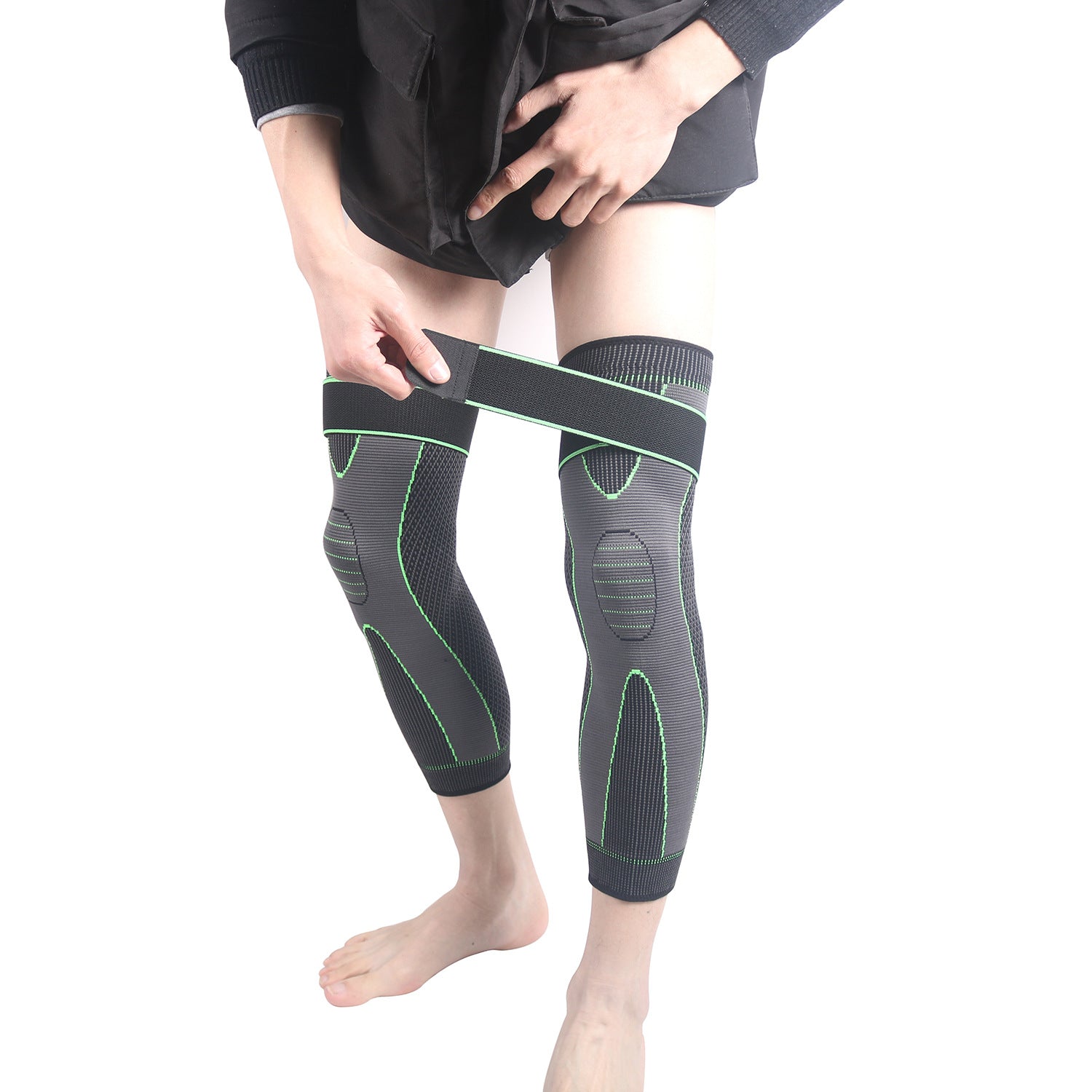 Knitted Strap Compression Exercise Extended Knee Protector